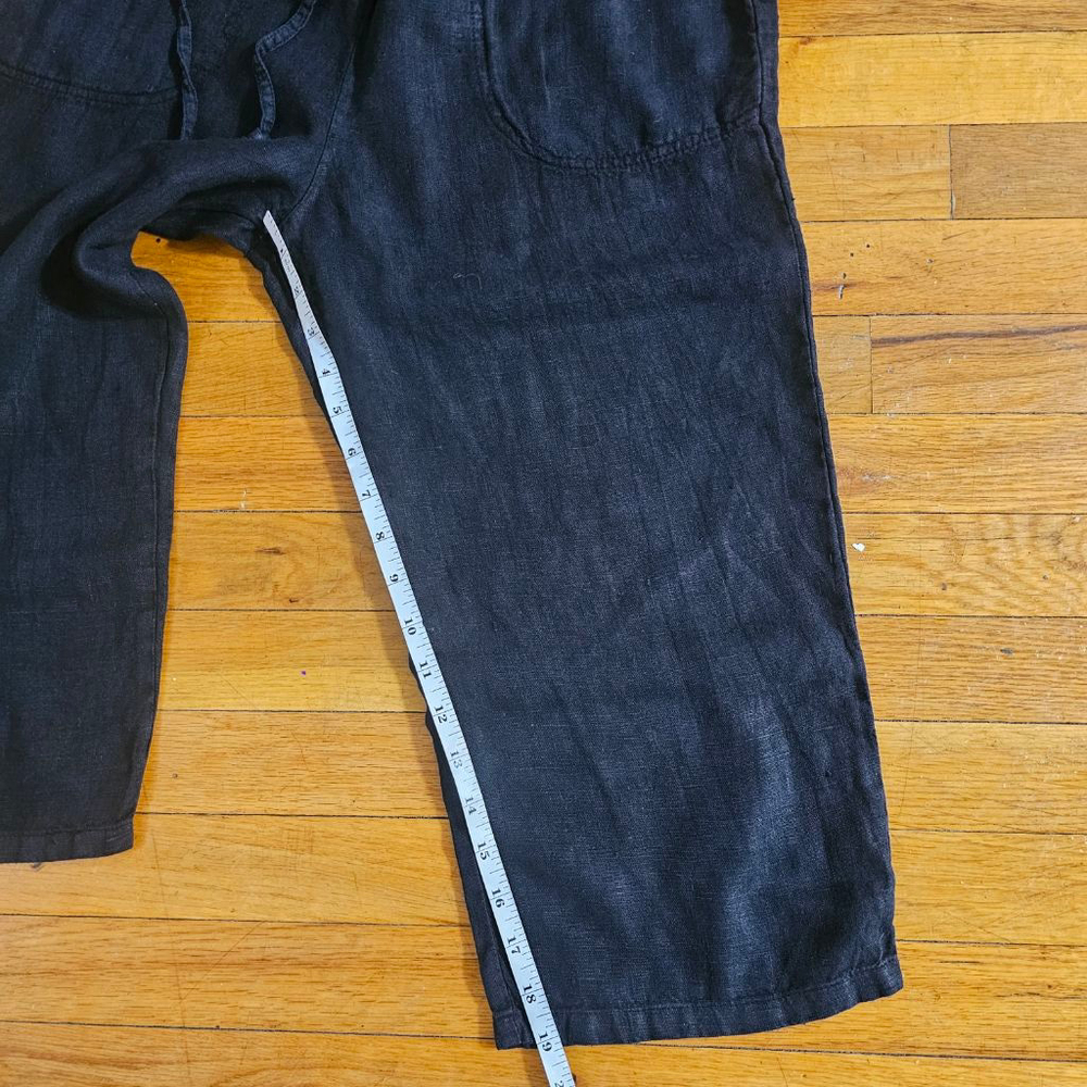 Match Point S.A. Black Linen Cropped Drawstring Pants Size Small - Picture 5 of 9